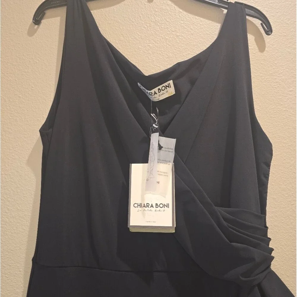Chiara Boni La Petite Robe Sangiovanna Ruffle Long Gown Dress Black 12 NWT